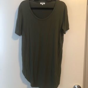 Olive tunic length piko t-shirt dress